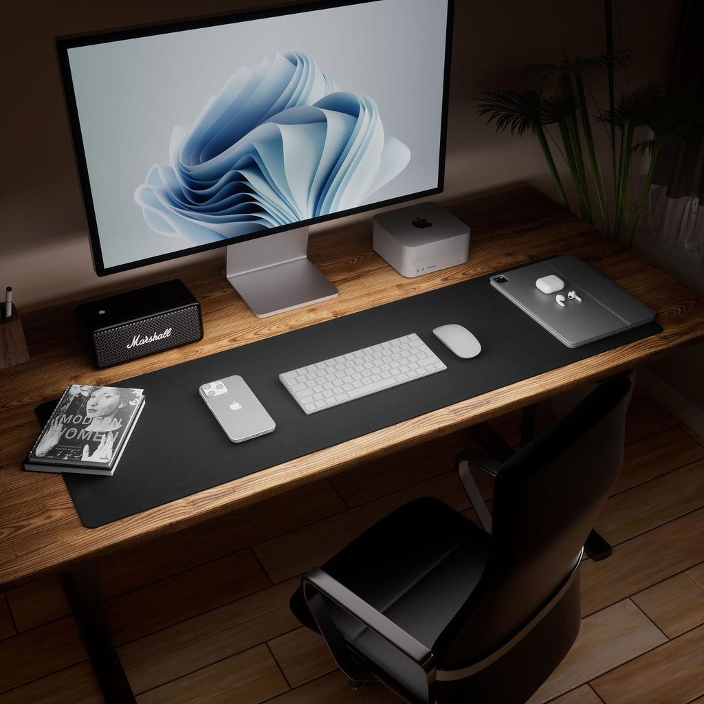 Aothia Leather Desk Pad Protector - Large Mouse Pad, Office Mat, Non-Slip PU Leather Blotter, Laptop Desk Pad, Waterproof Writing Pad for Office and Home (Beige, 38" x 13.7")