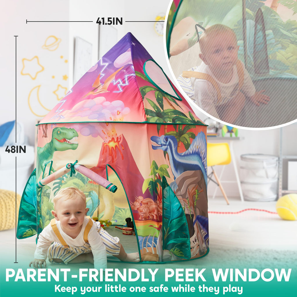JOYIN Dinosaur Play Tent for Kids, Pop Up Play Tent for Boys & Girls, Kids Indoor Outdoor Dinosaur Playhouse Tent Set for Toddlers Birthday