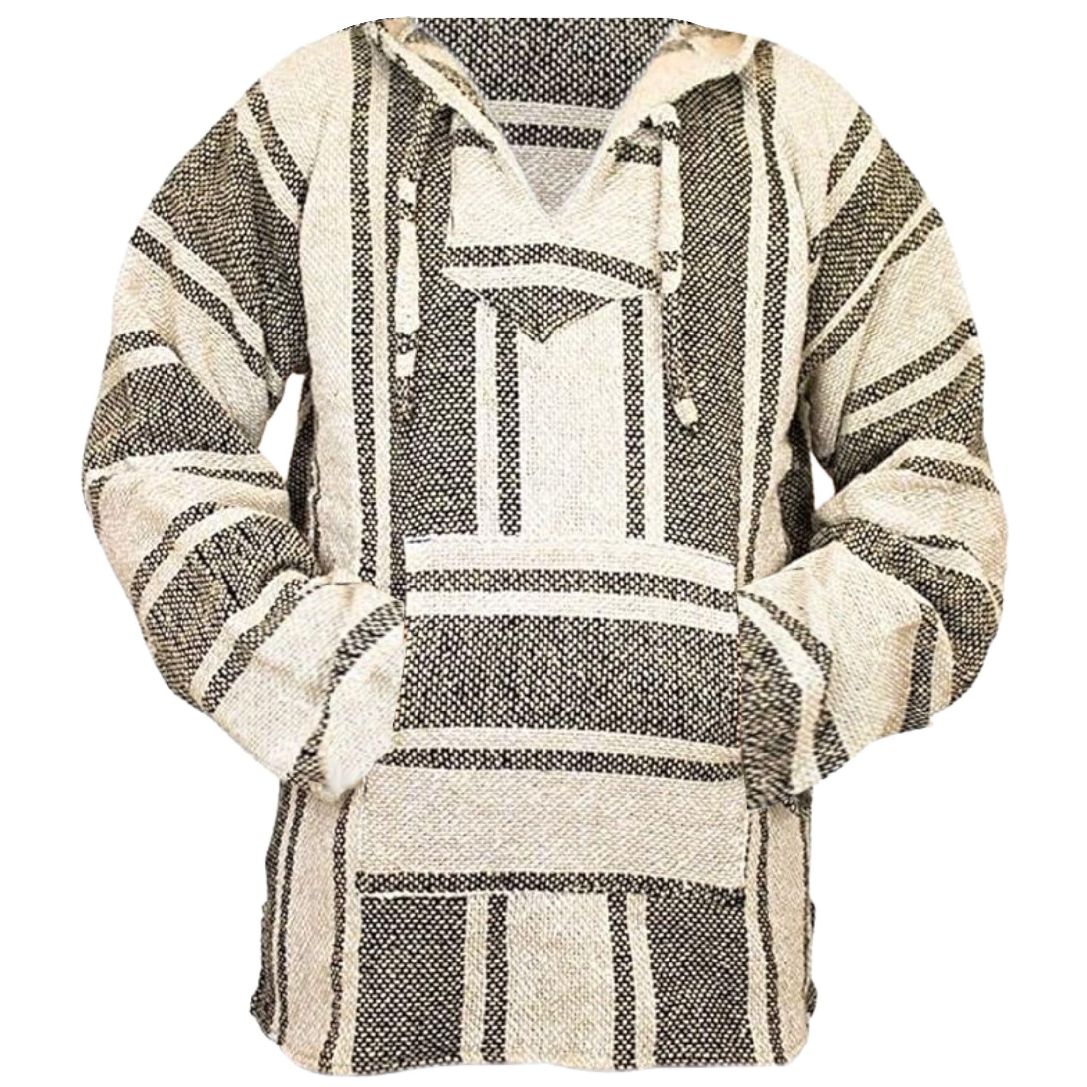 Del Mex Mexican Baja Hoodie Hippie Surf Poncho Sweater Sweatshirt Pullover Jerga