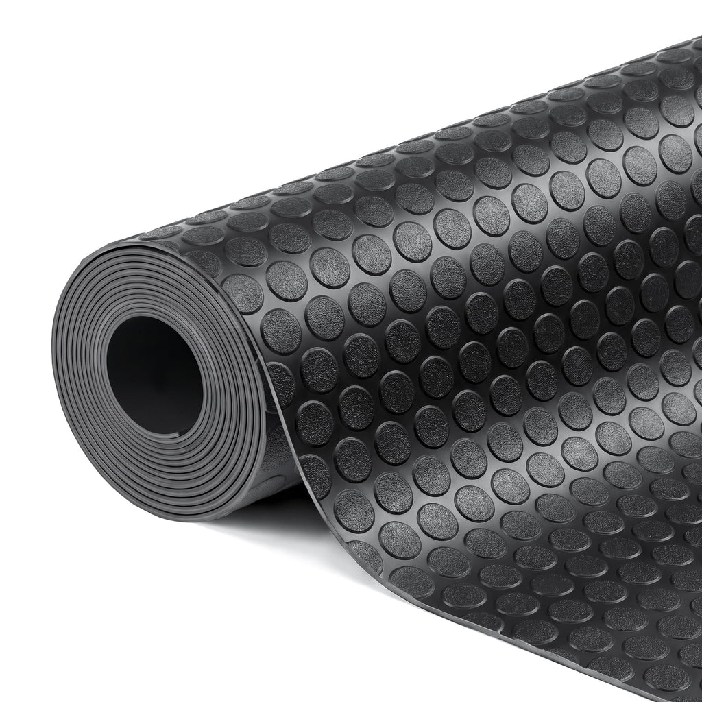 SEAL 5 x 8 FT Premium Garage Floor Mat, Solid 2.8mm Thick Lay-Flat Black Commercial Grade Heavy Duty Parking Mat for Golf Cart, Workbench, ATV, Water/Stain Resistant Runner (Embossed Coin Grip)