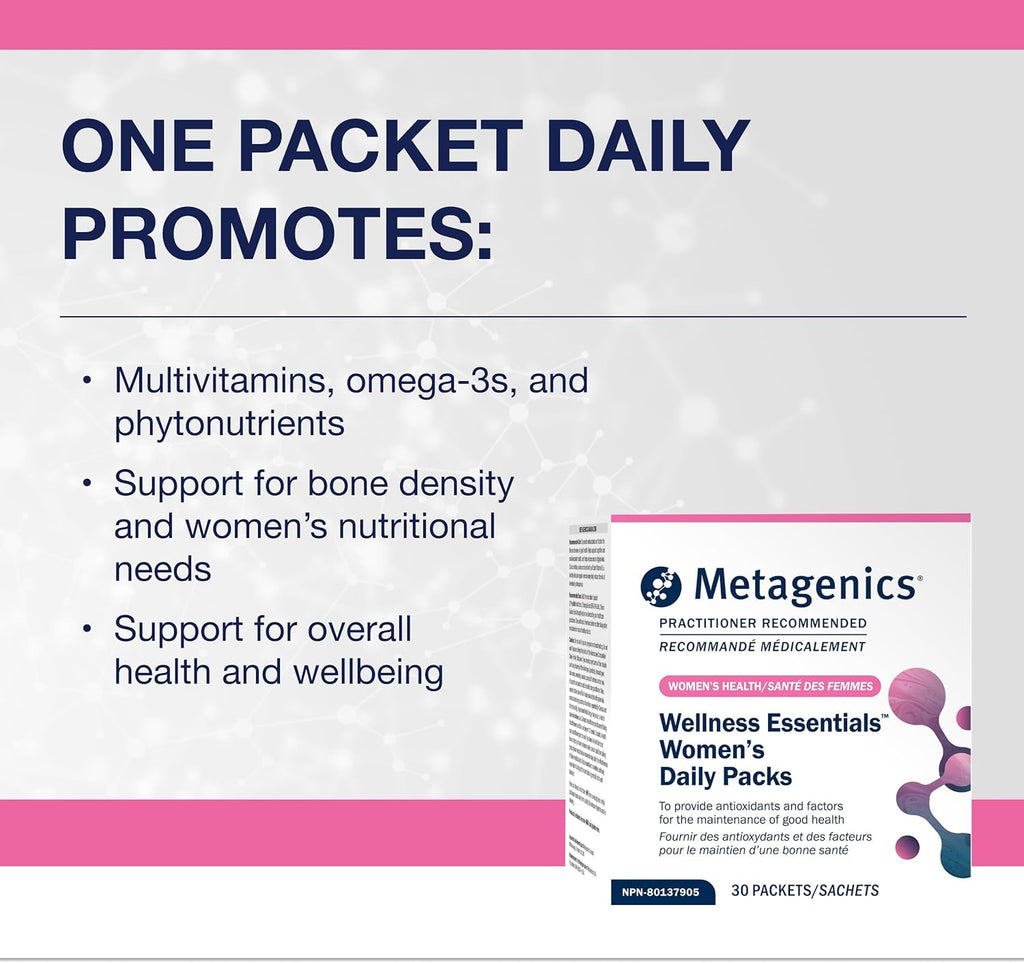Metagenics Wellness Essentials Women’s - Daily Packets* - Multivitamin, Omega‑3s & Antioxidants for Bone, Immune & Energy Support* - Non‑GMO, Gluten‑Free - 30 Packets