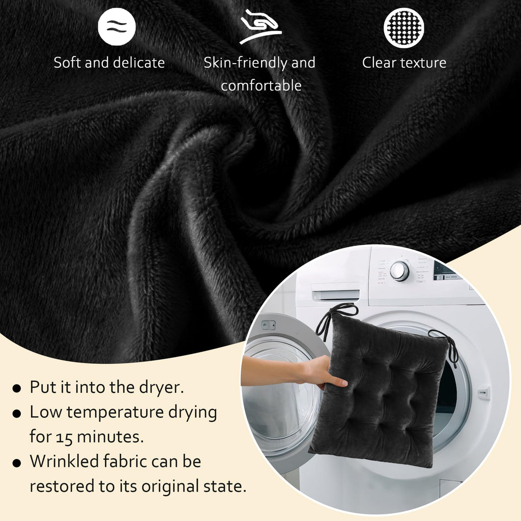 ELFJOY Rocking Chair Cushion Large Rocking Chair Pads with Ties Premium Tufted High Back and Seat Cushion 2 Piece Set Black
