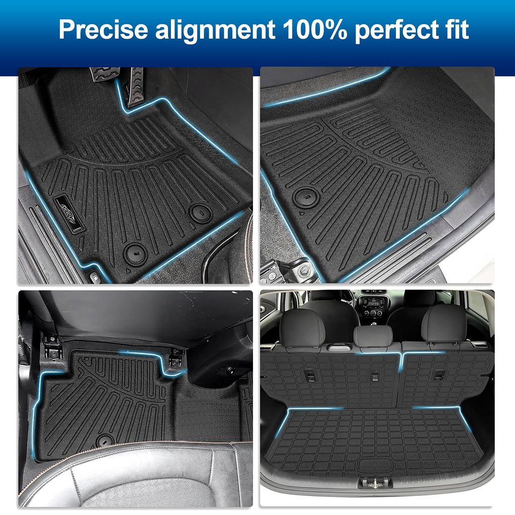 PELEUS Floor Mats for Toyota 4Runner 2003-2009 (4th Gen), All Weather Custom Fit Car Mats & Cargo Liner Set, Odorless TPE Heavy Duty Protection Accessories, Black (Only 5-Seat Models)