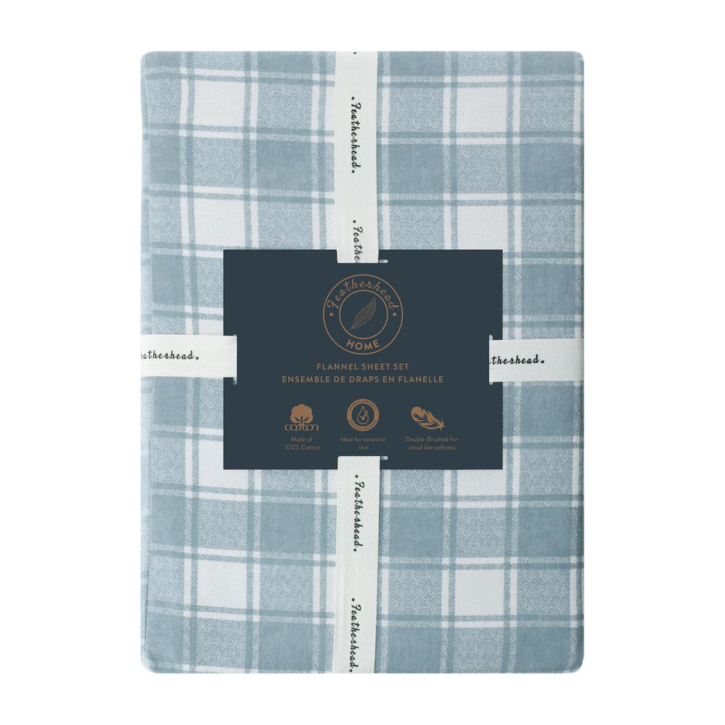 Featherhead 100% Cotton 4PCs Flannel Sheet Set | Double-Brushed for Extra Softness, Warm & Breathable, Extra Deep Pockets fits Up to 17” (Beige, Twin)