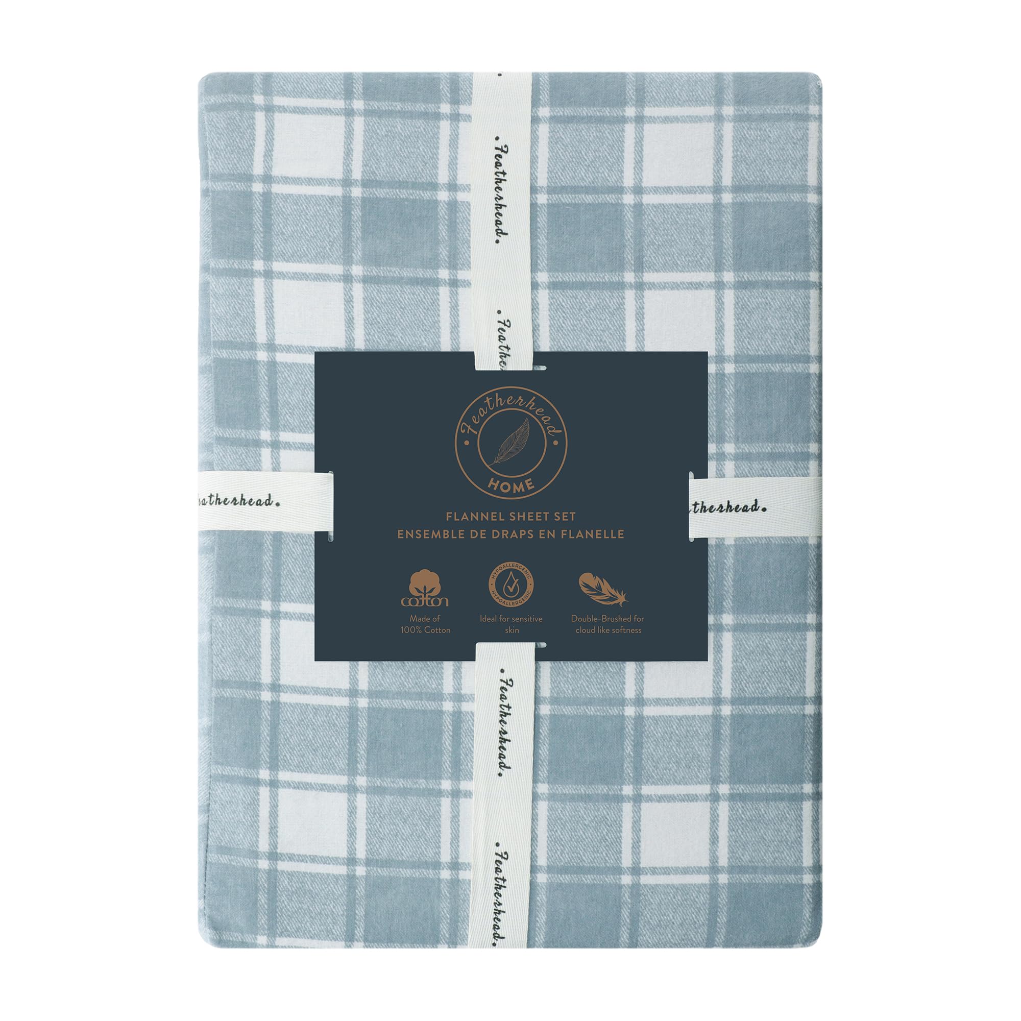 Featherhead 100% Cotton 4PCs Flannel Sheet Set | Double-Brushed for Extra Softness, Warm & Breathable, Extra Deep Pockets fits Up to 17” (Beige, Twin)