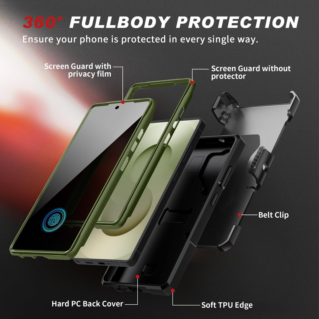 TONGATE Magnetic Stand for Samsung Galaxy S25 Ultra Case with Privacy Screen Protector, [Compatible with Magsafe] [Military Drop Protection] S25 Ultra Case with Camera Cover & Belt Clip, Black 6.9"