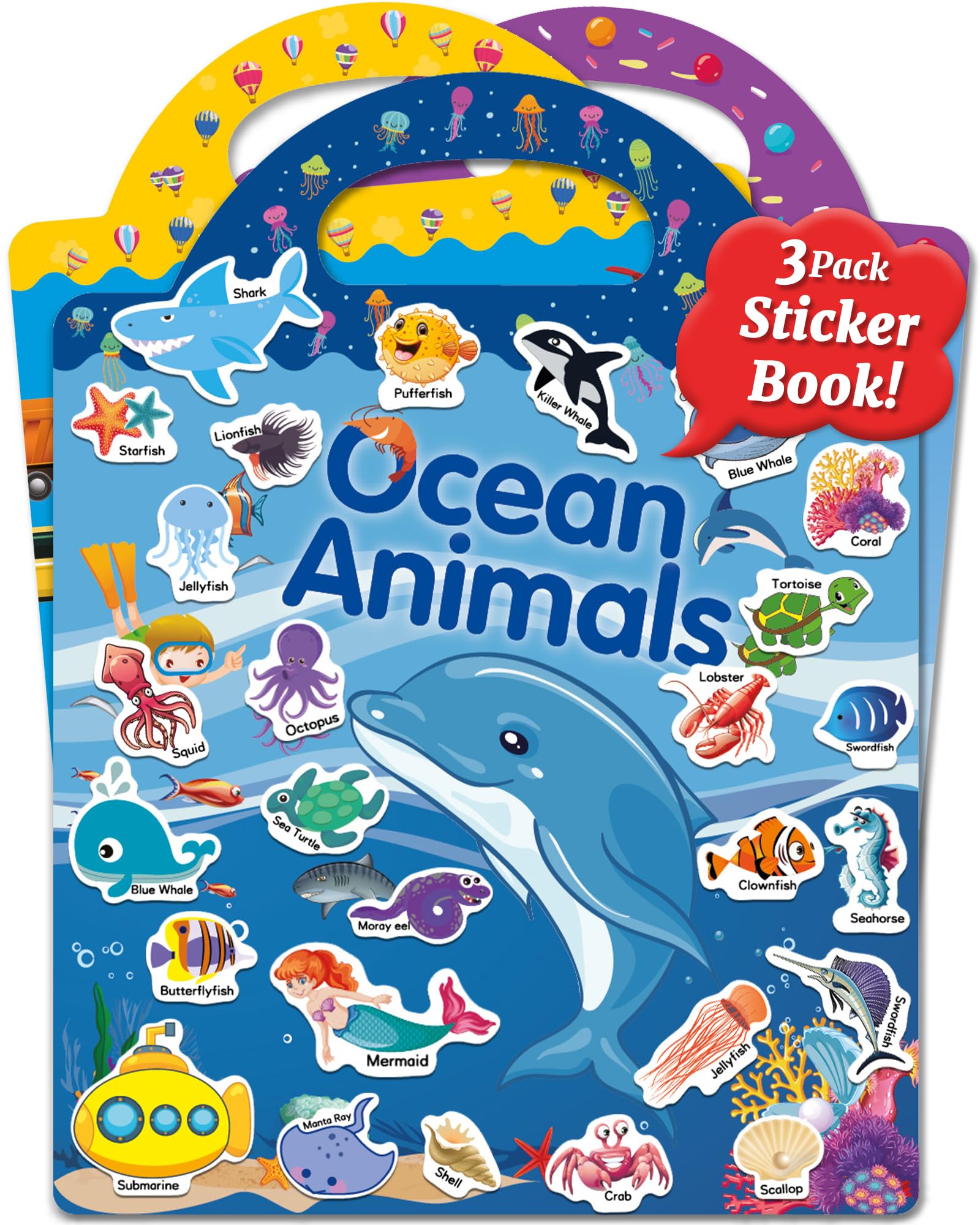 Benresive Reusable Sticker Book for Toddlers, Stickers for Kids, Travel Toys for Arts & Crafts Activities, Birthday Gift for Boys & Girls, Animals Dinosaurs Insects Themes