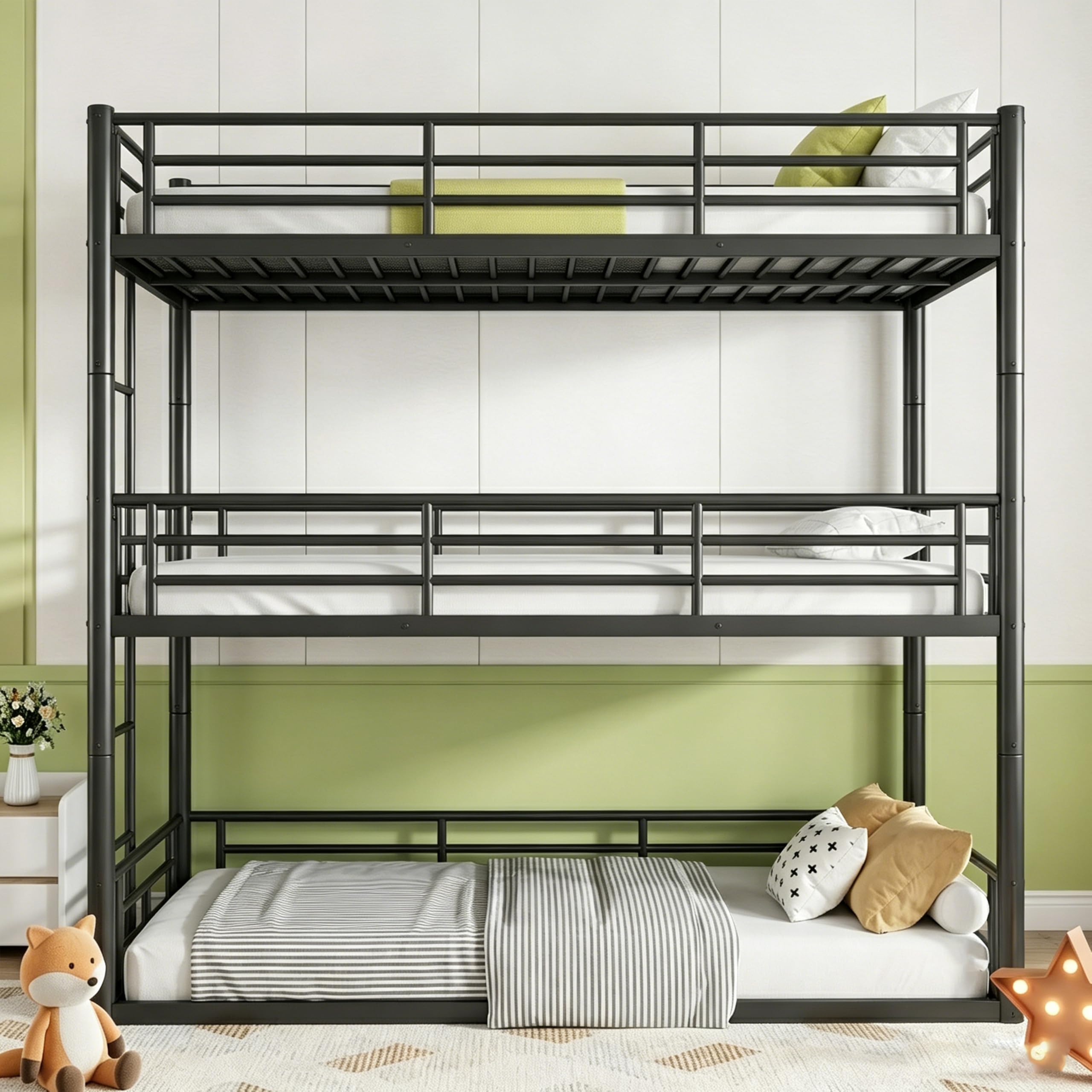 DNYN Twin Size Loft Bed with Desk & Storage Drawers& Table Set for Kids Bedroom,Covertible Twin-Over-Twin Bunkbeds Design,Easy Assemble & Space Saving & No Box Spring Needed,for Small Space, Black