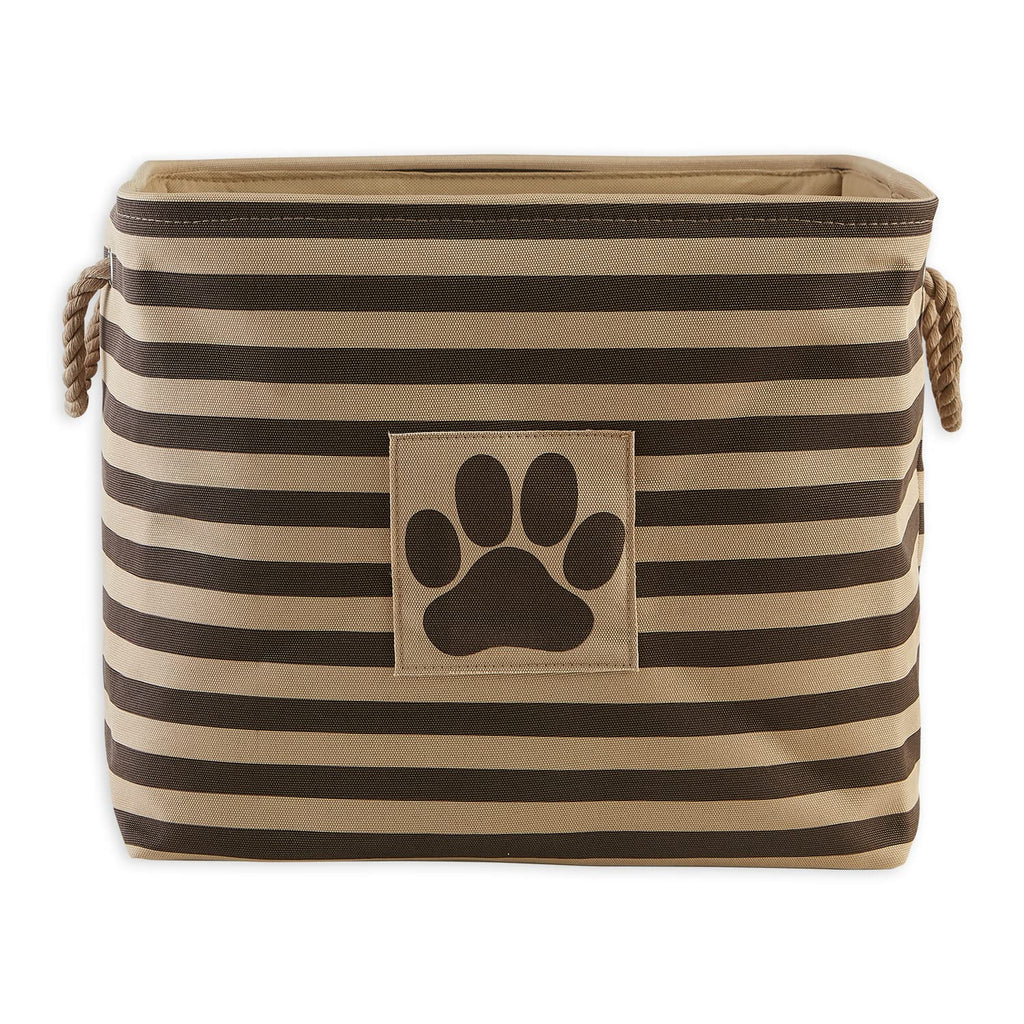 Bone Dry Pet Storage Collection Striped Paw Patch Bin, Aqua, Small Rectangle