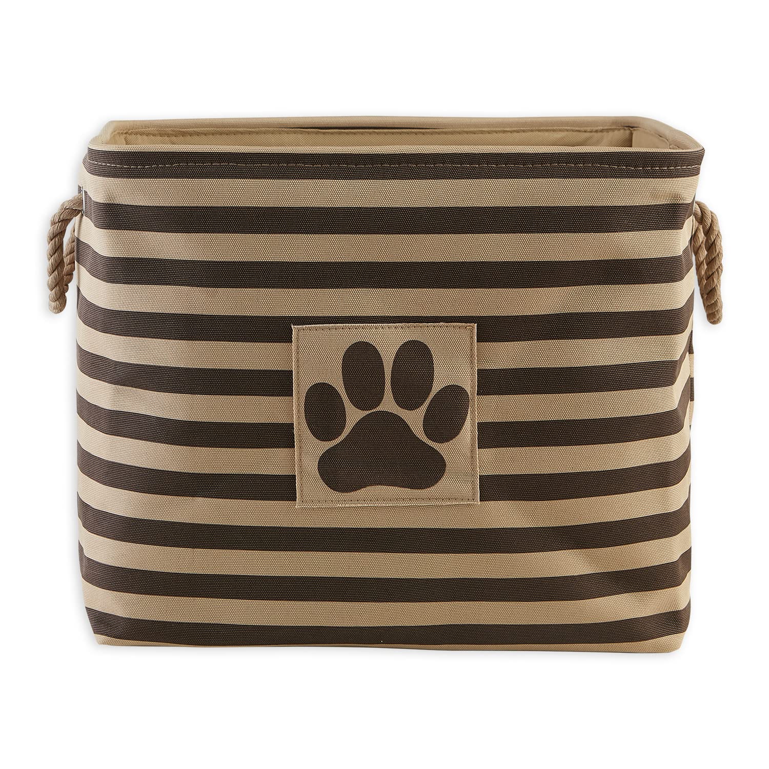 Bone Dry Pet Storage Collection Striped Paw Patch Bin, Aqua, Small Rectangle