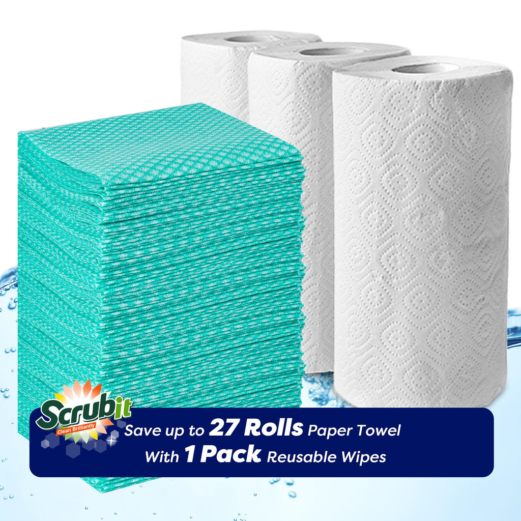 SCRUBIT Reusable Cleaning Wipes, Handy Wipes for Kitchen and Office - Dish Cloths for Washing Dishes - Multi Purpose Disposable Cleaning Towels (12 x 20 in) 72 Pack (Blue)