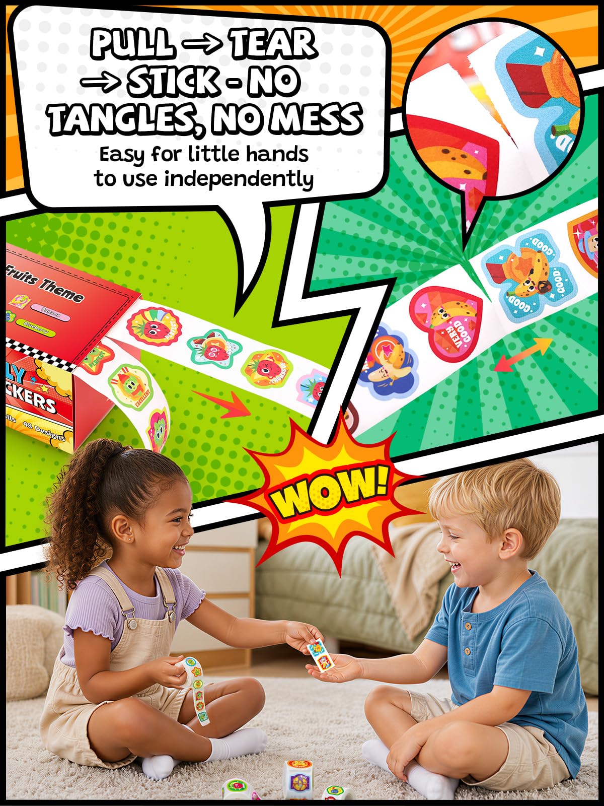 HORIECHALY 3 Rolls Scratch and Sniff Stickers for Kids, 600PCS Smelly Scented Stickers, Kid's Reward Sticker, Classroom Teacher Must Haves, School Supplies Incentives Christmas Children‘s Gift-1.57''