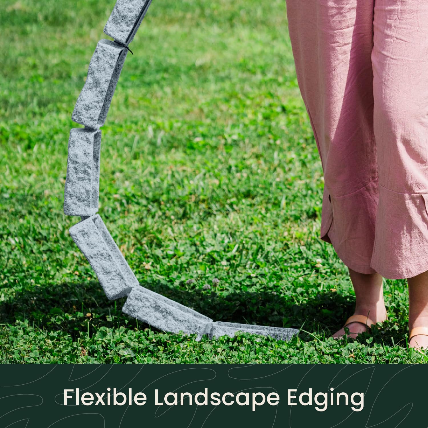 Beuta Landscape Edging | Garden Edging Border | Faux Stone Bricks for Lawn edging, Flower beds, Pathways & Yard Edging– 1 Pack | Each Section Has 6 Bricks 48"L x 4"W x 2.25"H | 3 Spikes |Cobblestone