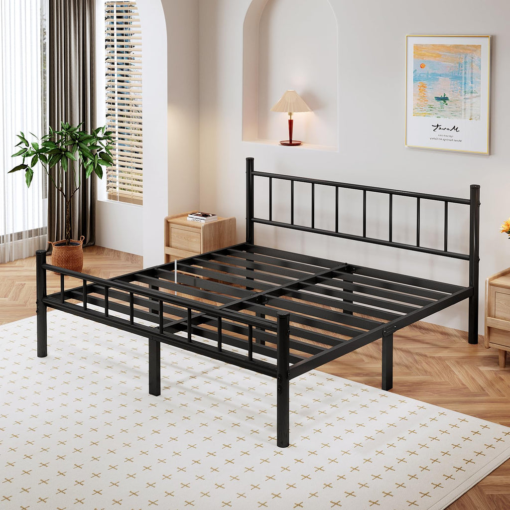 zizin Twin Size Metal Bed Frame with Headboard & Footboard 14 Inch Metal Platform Mattress Foundation Support with Steel Slat, Under Bed Storage, No Box Spring Needed
