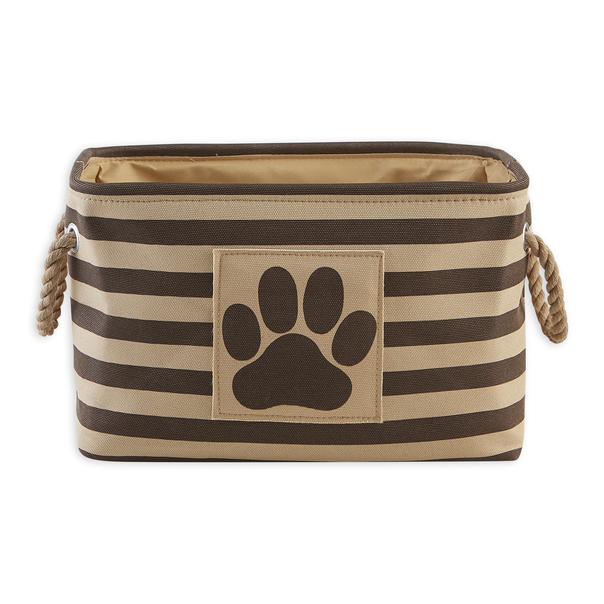 Bone Dry Pet Storage Collection Striped Paw Patch Bin, Aqua, Small Rectangle