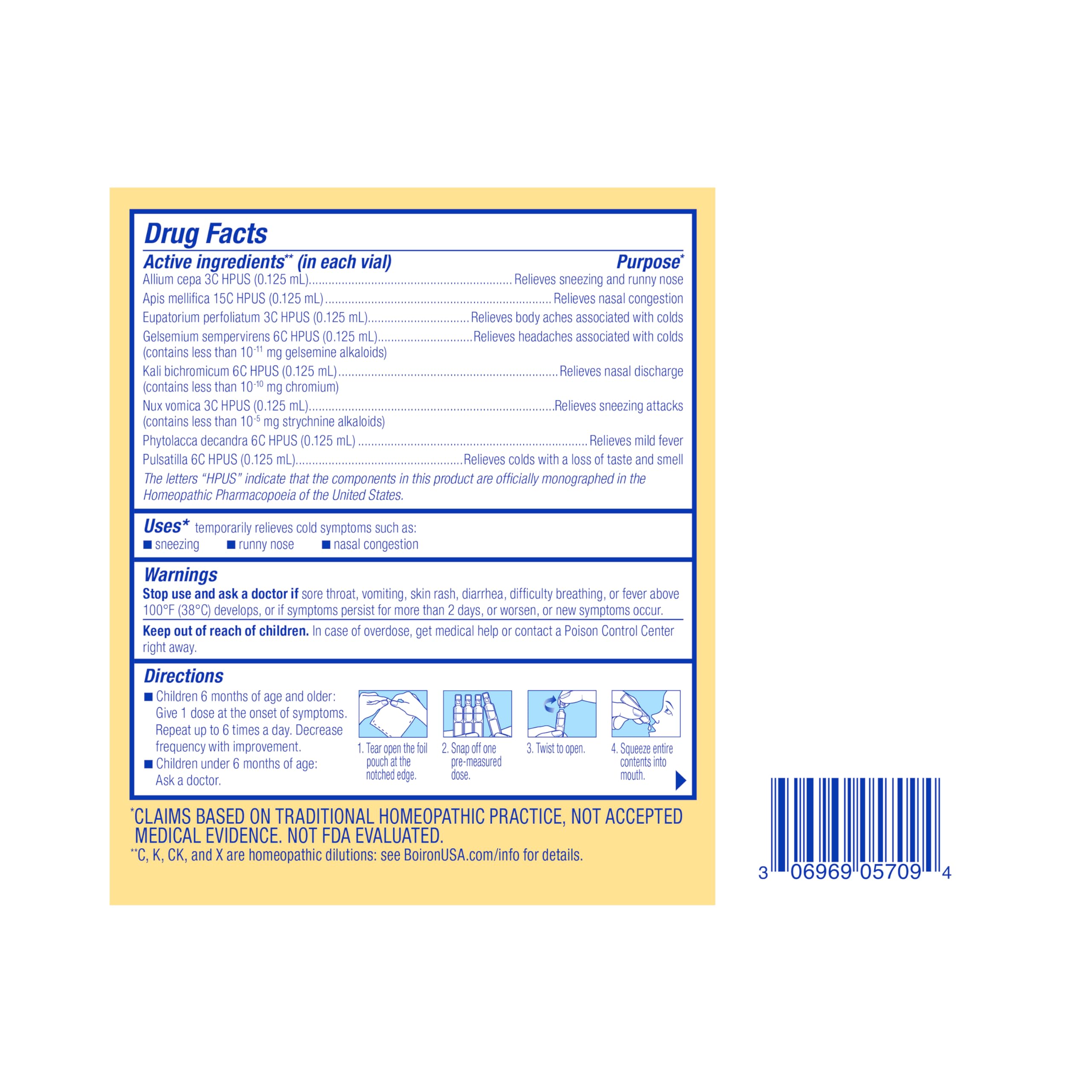 Boiron ColdCalm Baby Single-Use Drops for Relief from Cold Symptoms of Sneezing, Runny Nose, and Nasal Congestion - Sterile and Non-Drowsy Liquid Doses - 30 Count