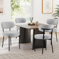 Sweetcrispy Dining Chairs Set of 2, Boucle Upholstered Modern Mid Century Round Kitchen Chairs with Curved Backrest & Metal Legs for Vanity, Living Room - Beige