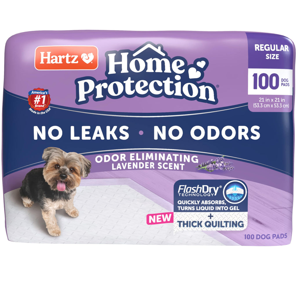 Hartz Home Protection Super Absorbent Odor Eliminating Lavender Scented No Leak Dog Pads, 50 count