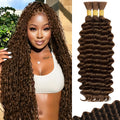 Human Braiding Hair for Boho Braids 110g Deep Wave Boho Bulk Human Hair for Braiding Knotless 12A Wet and Wavy Bohemian 3 No Weft Bundles/Pack Curly Braids Honey Blonde 16 Inch