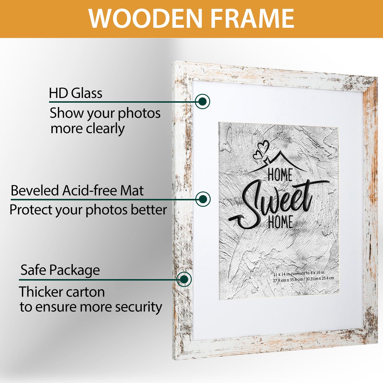 Califortree Black 11x14 Picture Frame - Display Photos 8x10 with Mat or 11x14 Without Mat - HD Glass Inside, Set of 2