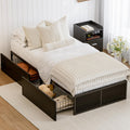 GAZHOME Twin Bed Frame with 2 XL Storage Drawers, Metal Platform Bed Frame with Footboard, 9 Strong Metal Slat Support/No Box Spring Needed/Easy Assembly/Space Saving Wood