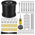 NEREUS String Light Hanging Kit with 164 Ft Vinyl Coated 304 Stainless Steel Cable, String Light Suspension Kit, Guide Wire with Turnbuckles and Hooks for Patio, Backyard Lighting Accessories