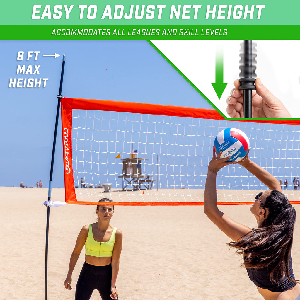GoSports Freestanding Volleyball Training Net - 12 ft or 20 ft - Indoor our Outdoor Use, Instant Setup, and Height Adjustable