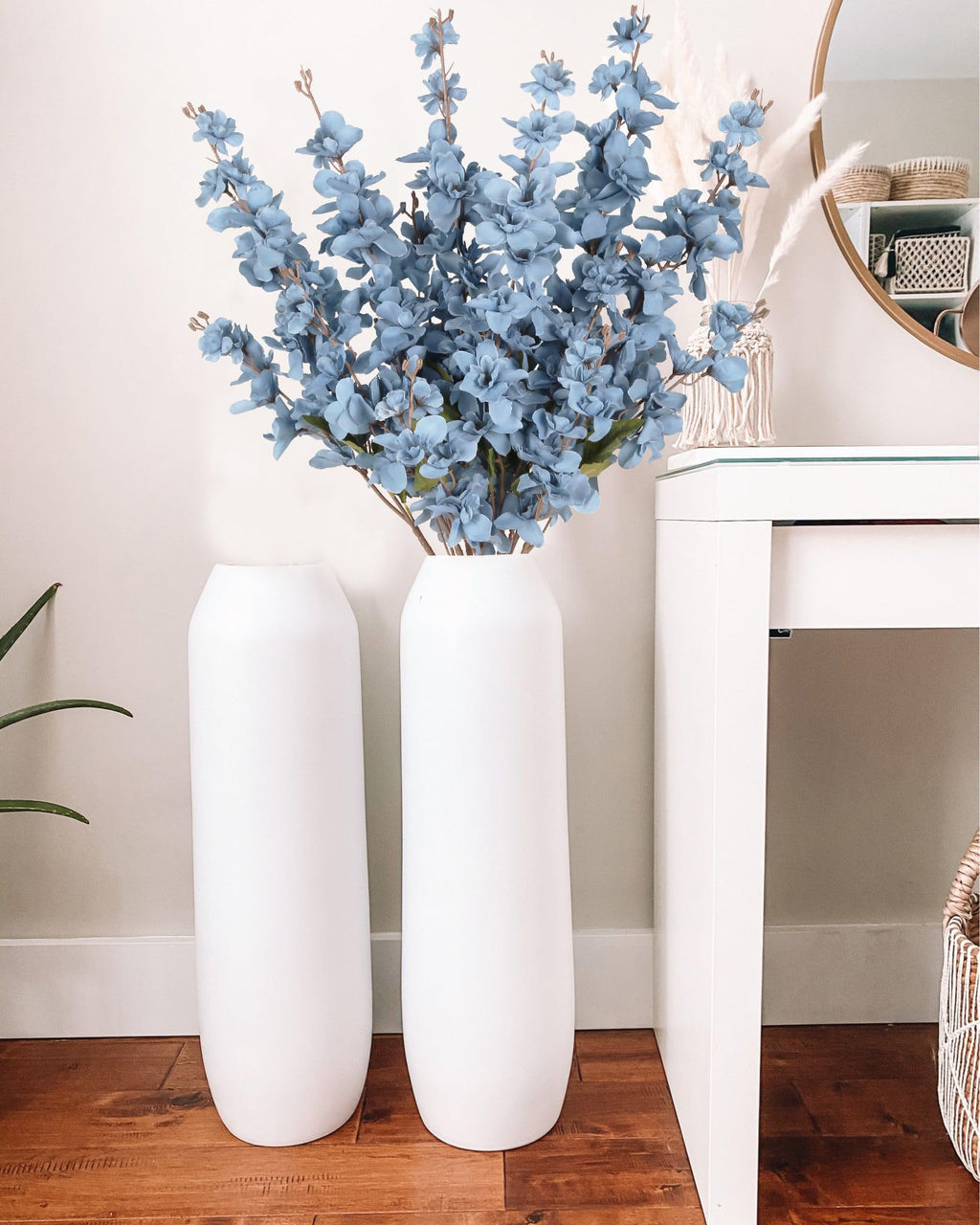 6PCS Blue Delphinium Artificial Flower Lifelike Silk Larkspur Flowers Plant 35.43" Long Stem Blossoms Fake Flowers for Tall Vase Floral Arrangements Home Table Wedding Decor(Blue)