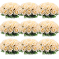 Jexine 100 Pieces Artificial Roses Flowers Bulk, Long Stem Realistic Fake Silk Roses Bouquet for Table Centerpiece Vases Wedding Party Kitchen Decor(Beige)