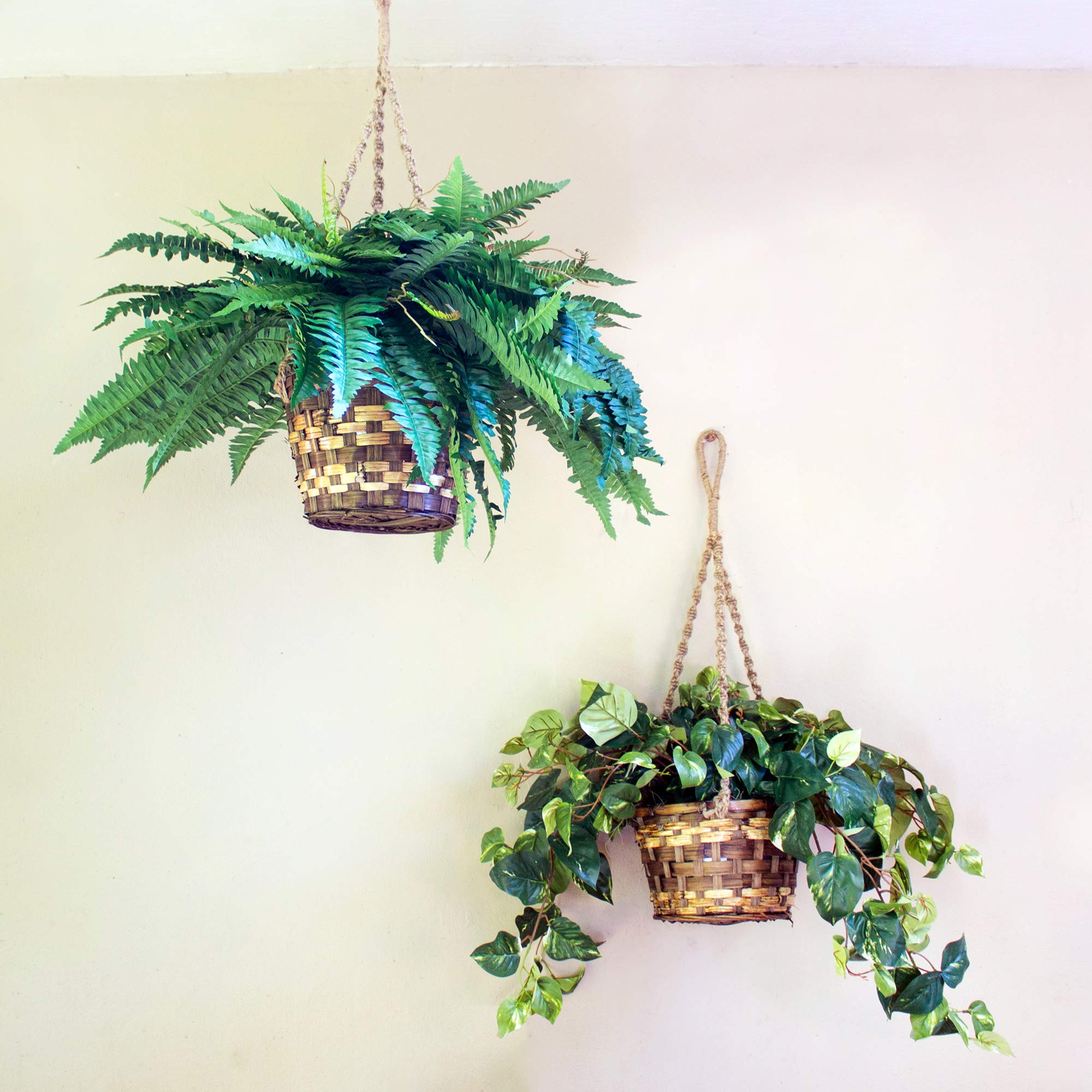 Nearly Natural 6599 18in. Boston Fern Artificial Plant in Hanging Basket, Green,29" x 29" x 18"