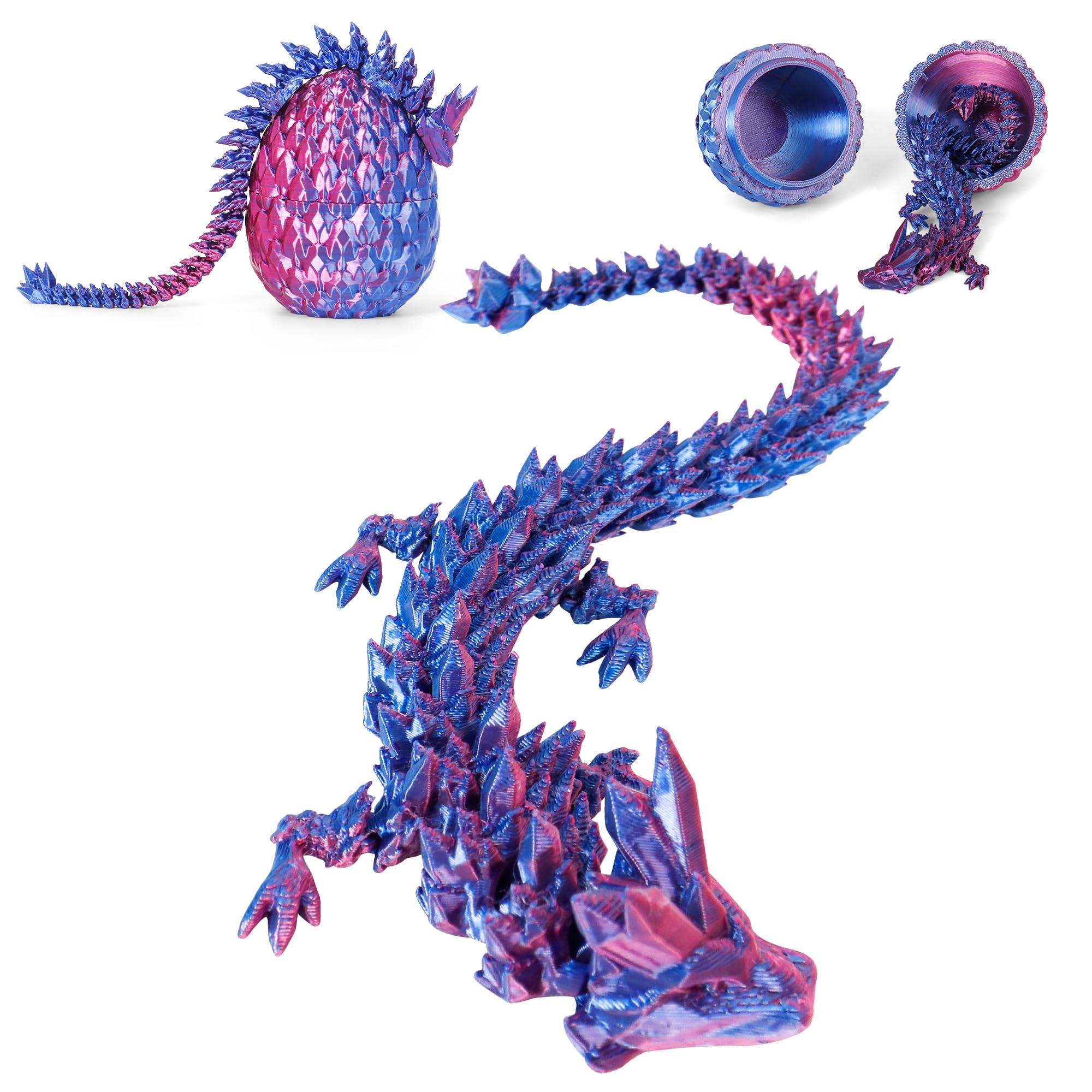 Easter Basket Stuffers 3D Printed Dragon Eggs with Dragon Inside Surprise Mystery Easter Egg Fidget Toy, Articulated Crystal Toys for Kid Easter Egg Hunt Party Favors (1PCS)