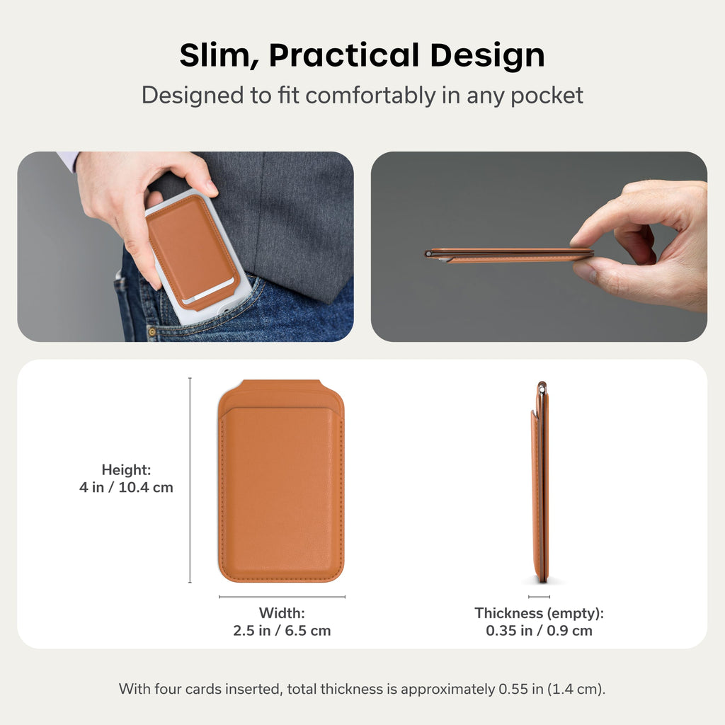 Satechi Magnetic Magsafe Wallet, Double Flap Stand Card Holder, 4 Slots with Front NFC Pass-Through, Adjustable Phone Attachment for iPhone 17/16/15/14/13/12, Travel Accessory