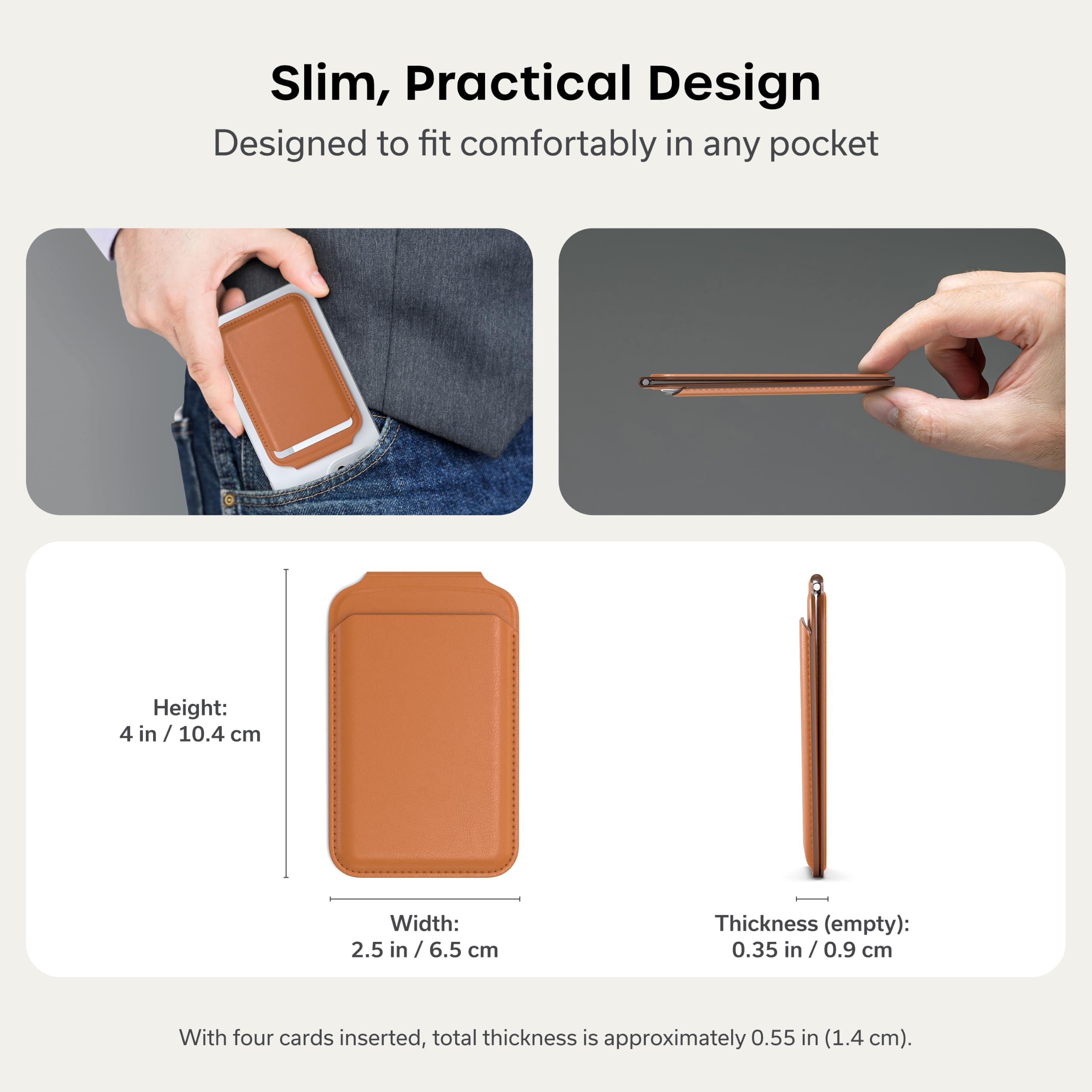 Satechi Magnetic Magsafe Wallet, Double Flap Stand Card Holder, 4 Slots with Front NFC Pass-Through, Adjustable Phone Attachment for iPhone 17/16/15/14/13/12, Travel Accessory