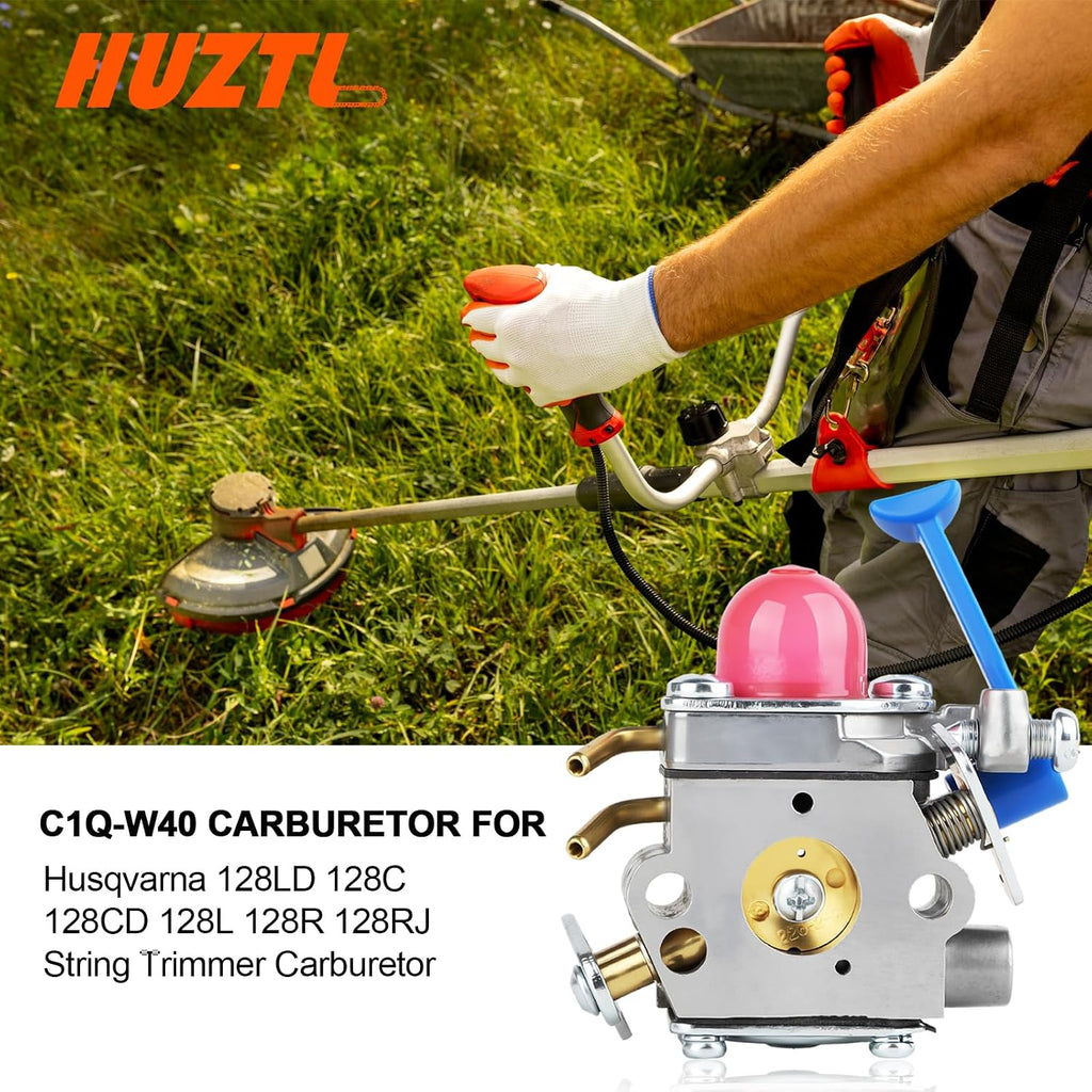 HUZTL 128LD Carburetor Tune Up Kit for Husqvarna 128CD 128L 125L 128LX Gas Trimmer Replaces 545081848 with Air Filter Fuel Line Kit