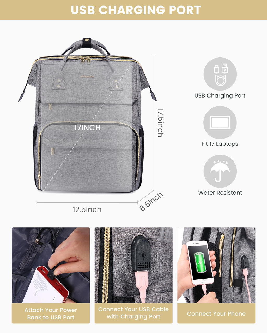 LOVEVOOK Laptop Backpack for Women with Giant Tumbler Holder Pocket, 15.6 Inch Work Daypack for Teacher Nurse, Computer College Bookbag Purse, Waterproof Travel Back Pack with USB Charging Port