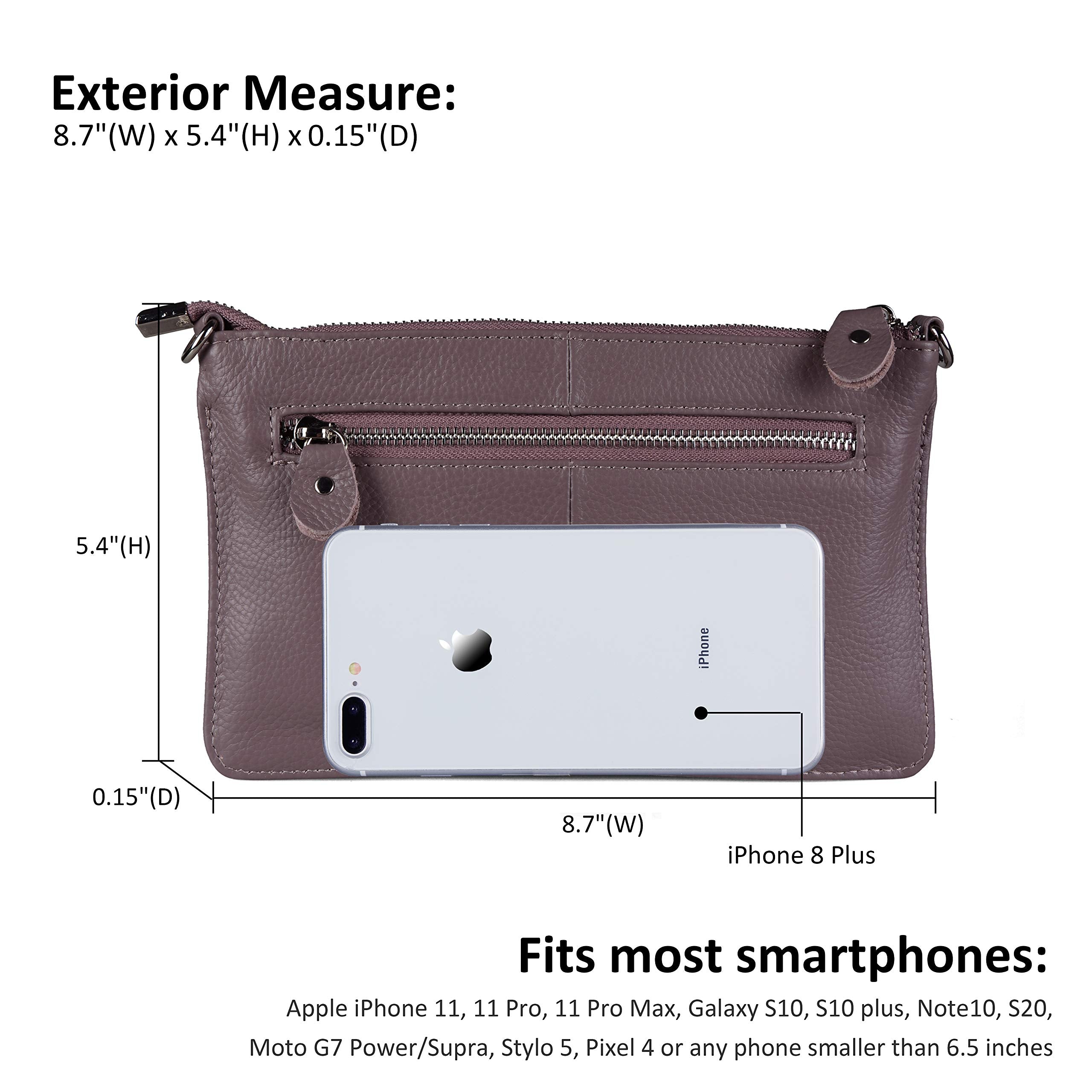 befen Genuine Leather Wristlet Clutch Wallet Purses Small Crossbody Bags for Women with RFID Blocking Card Slots