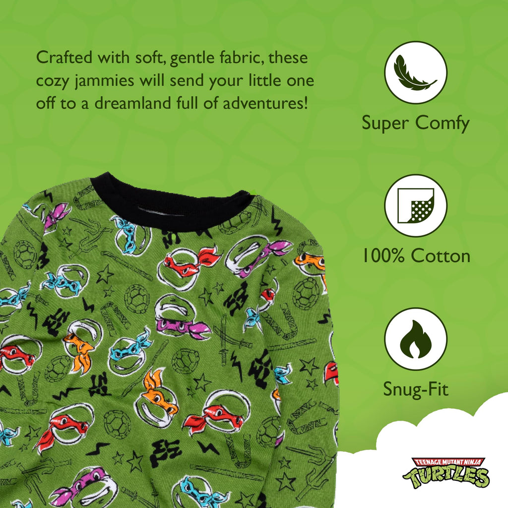 Nickelodeon Boys' 4-piece Snug-fit Cotton Short-Sleeve Matching Pajama Set, Soft & Cute for Kids