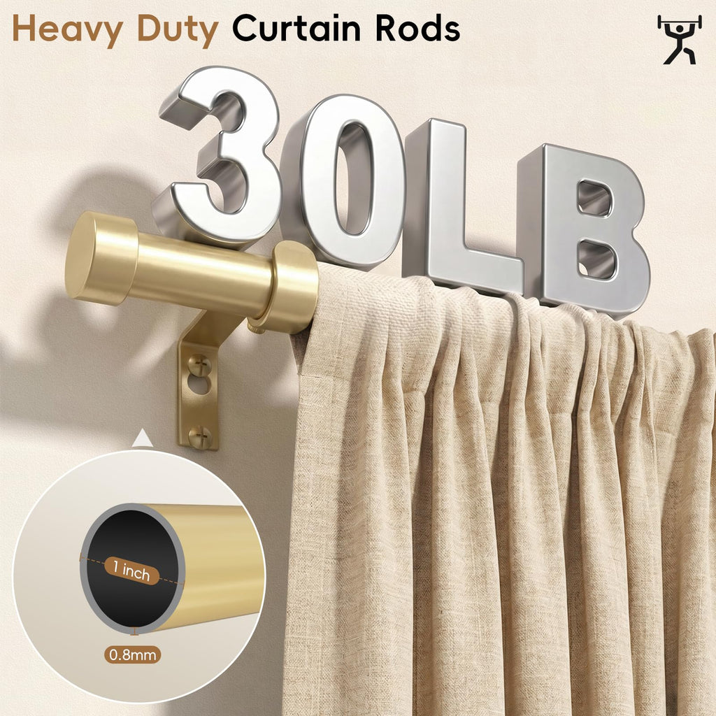 OLV Black Curtain Rod 36 to 45 Inch, 1 Inch Adjustable Modern Curtain Rods for Windows, Decorative Heavy Duty Window Treatment Rods with End Cap Finials, Telescopic Splicing Drapery Pole, Easy Install