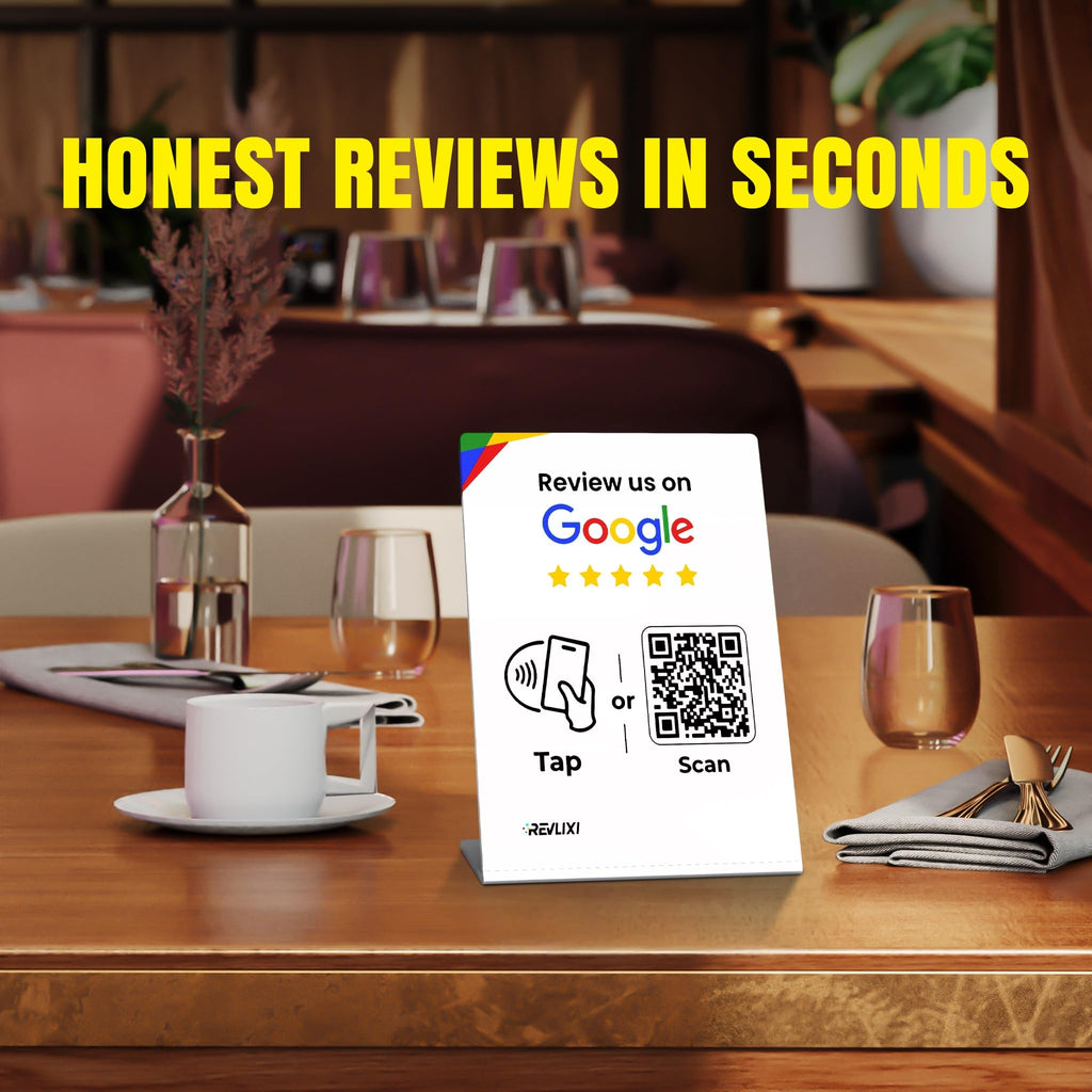 Google Review Stand -Boost Reviews w/Reusable Google Review Tap Card Stand & QR Code Stand- No App or Subscription - Android & iPhone Compatible-Boost Google Reviews for Online Growth