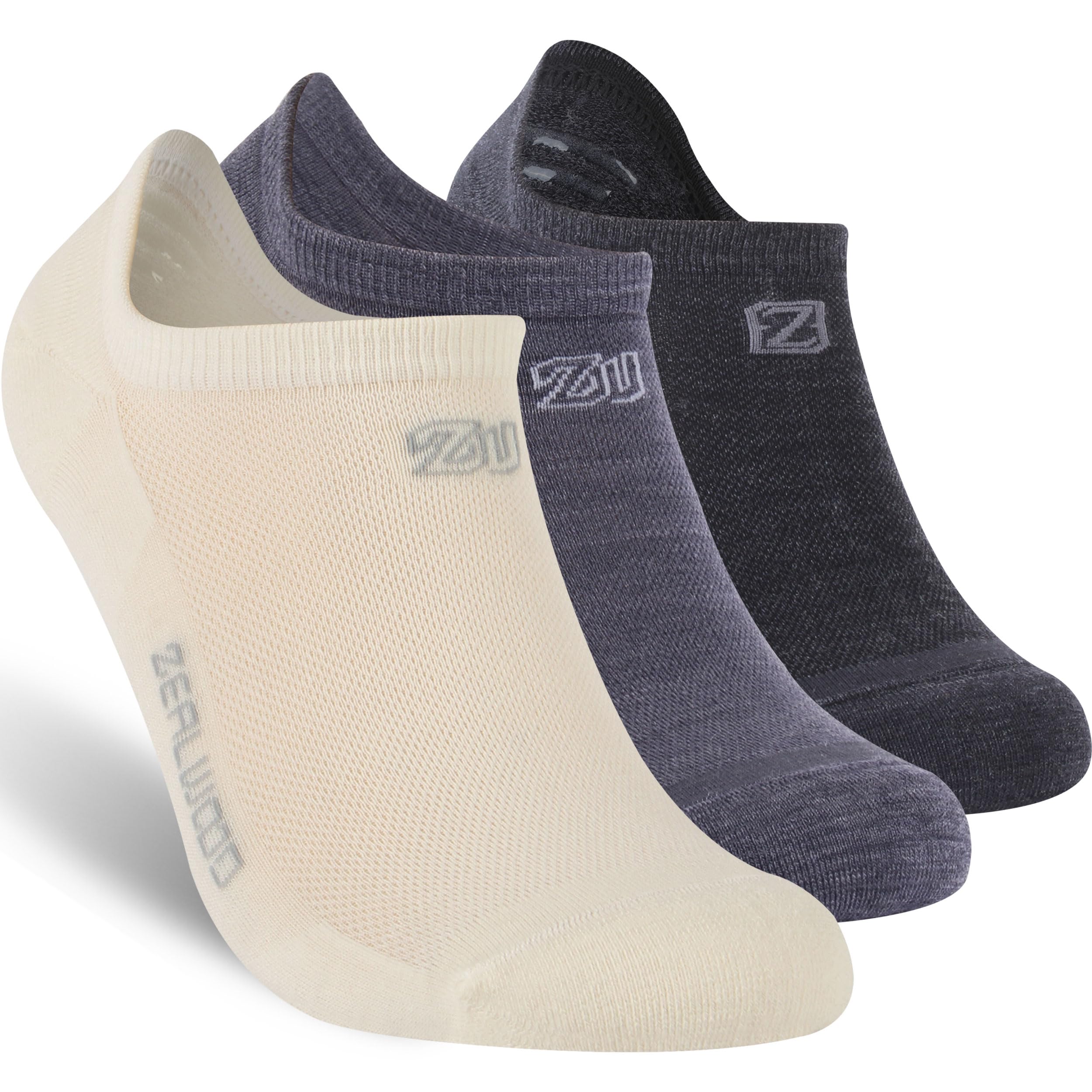 No Show Athletic Socks, ZEALWOOD 3 Pairs Merino Wool Ultra-Light Running Tennis Golf Socks for Men Women