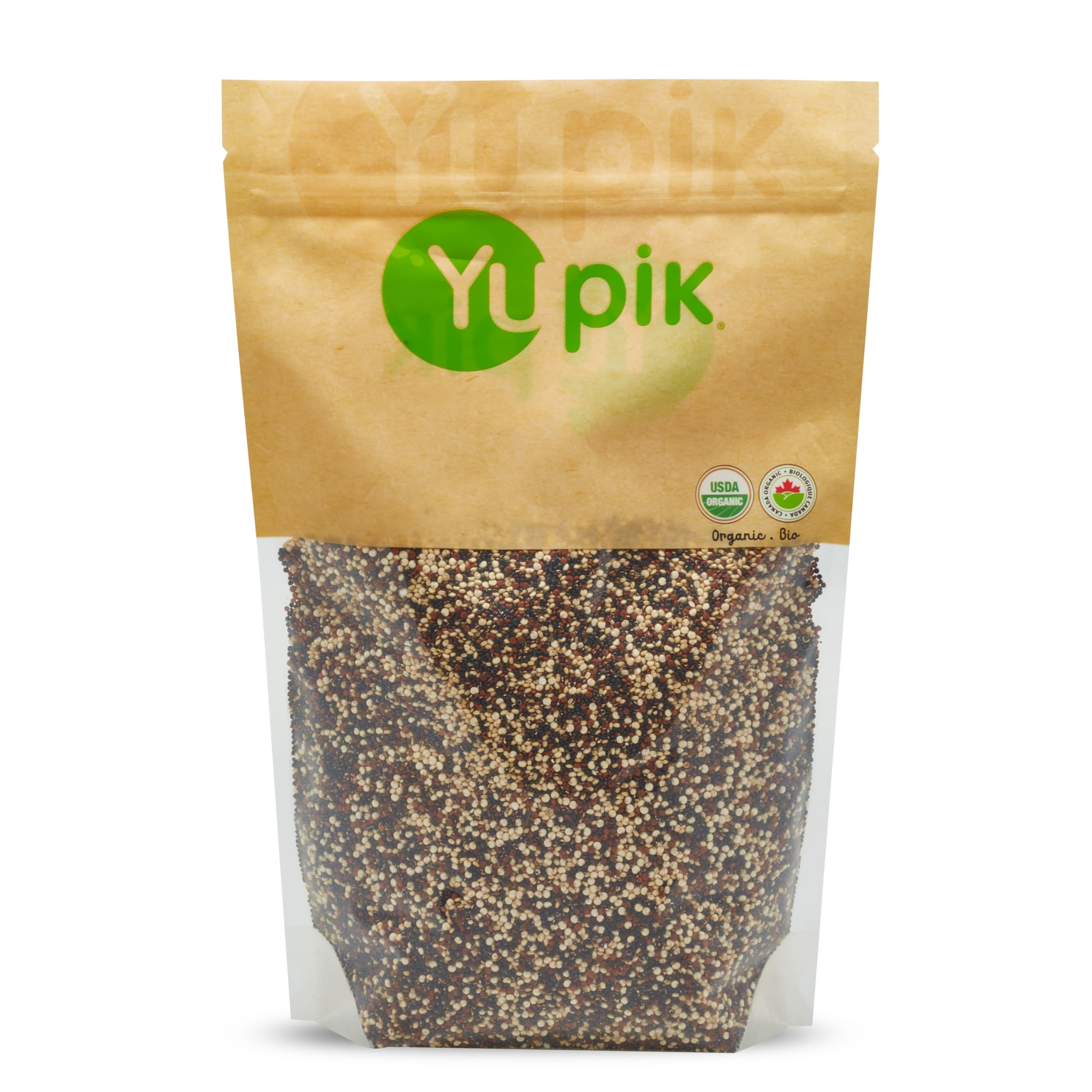 Yupik Organic Tri-Color Quinoa, 2.2 lb (35.2 oz), Non-GMO, Kosher, Raw Seeds, White, Red & Black Quinoa, Unsalted, Oil-Free, Source of Fiber & Iron, Ideal Rice & Pasta Replacement