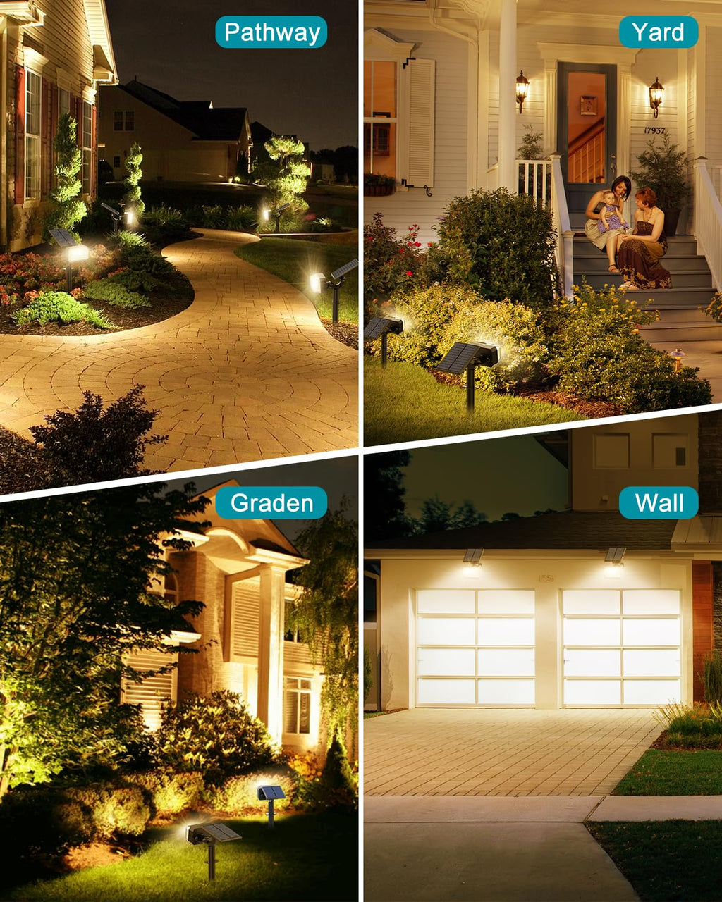 Solar Spot Lights Outdoor Waterproof IP65, 102 LEDs Solar Spotlights with Adjustable Light & Panel, [4 Modes/6 Pack] Landscape Flood Powered Lights for Outside Yard Garden Pathway(Warm White)