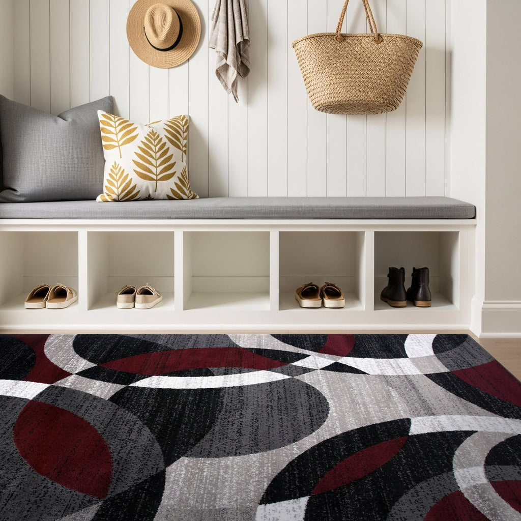 Rugshop Contemporary Modern Circles Abstract Area Rug 2' x 3' Blue