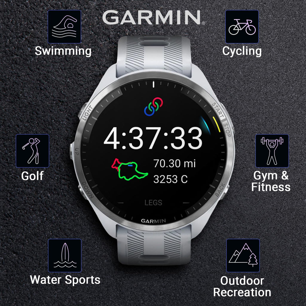 Garmin Forerunner 965 Premium GPS Running and Triathlon 47 mm Smartwatch with AMOLED Touchscreen Display, Carbon Gray DLC Titanium Bezel and Yellow Silicone Band + Black Earbuds Bundle