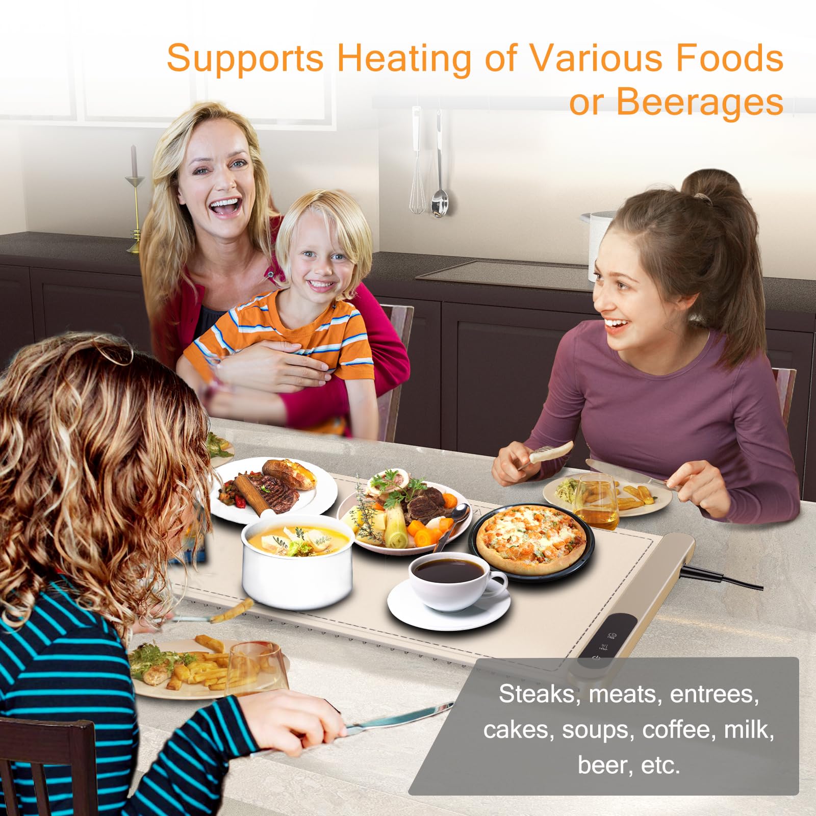 Upgrade Warming Mat for Food with Adjustable Temperature-Portable Electric Warming Tray,Roll Up Silicone Food Warmer for Parties with 3 Temperature Settings,Versatile Food Warmers for Parties Buffet