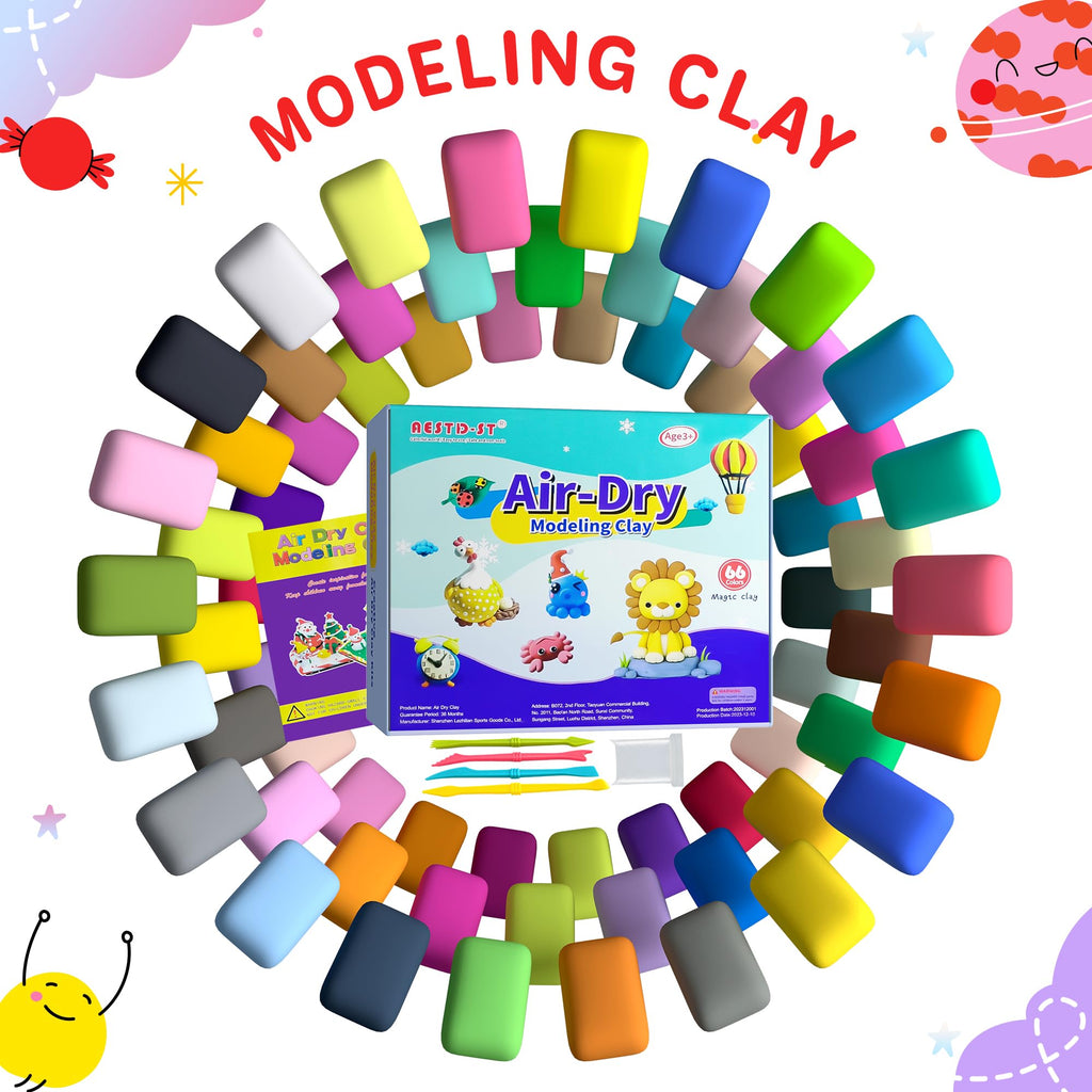 Aestd-ST Air Dry Clay 42 Colors, Modeling Clay for Kids, DIY Magic Clay, Molding Clay Kit with Sculpting Tools, Non-Sticky Soft and Super Light, Arts and Crafts Gift for Boys Girls Kids