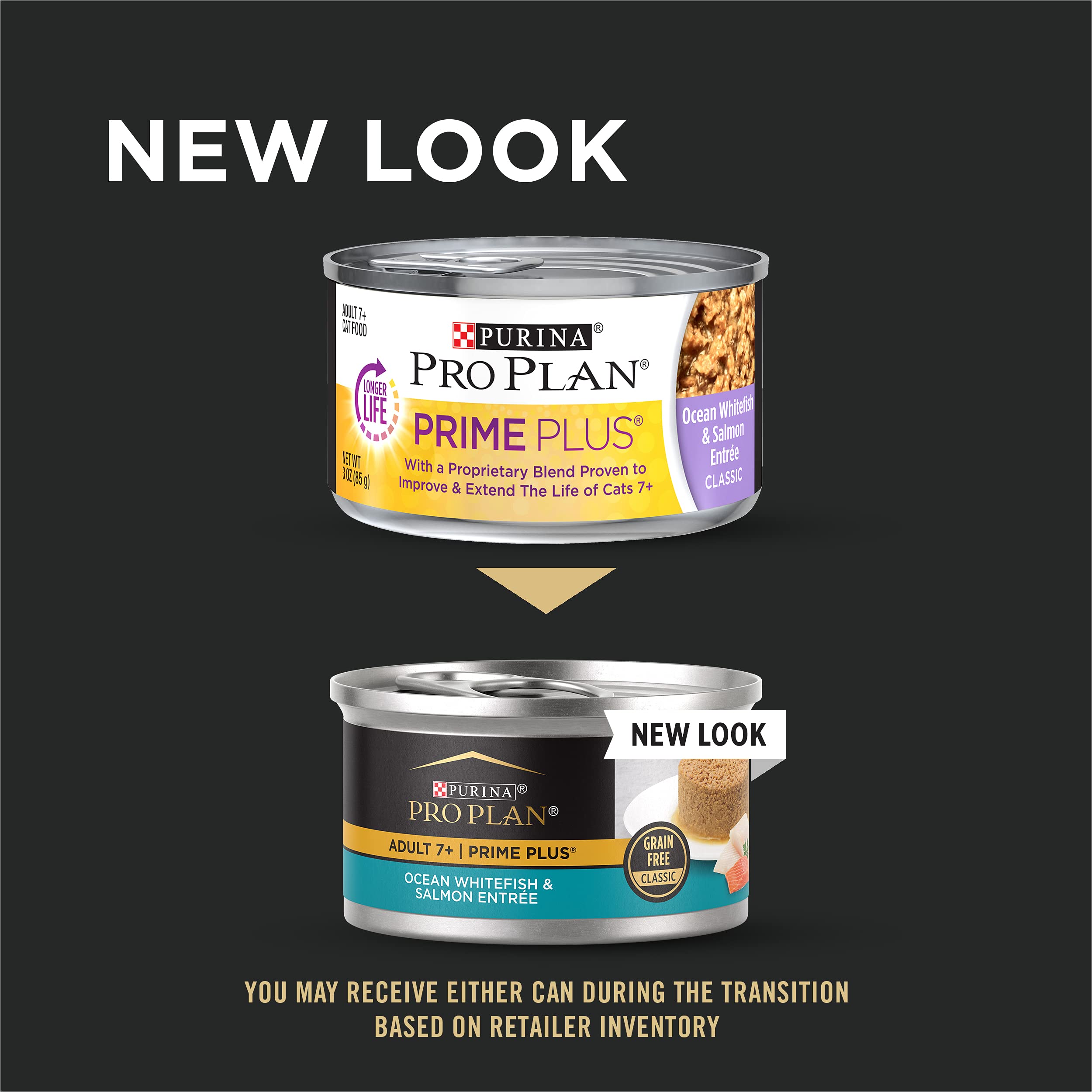 Purina Pro Plan Senior Cat Food Wet Pate, Ocean Whitefish and Salmon Entree - (Pack of 24) 3 oz. Pull-Top Cans