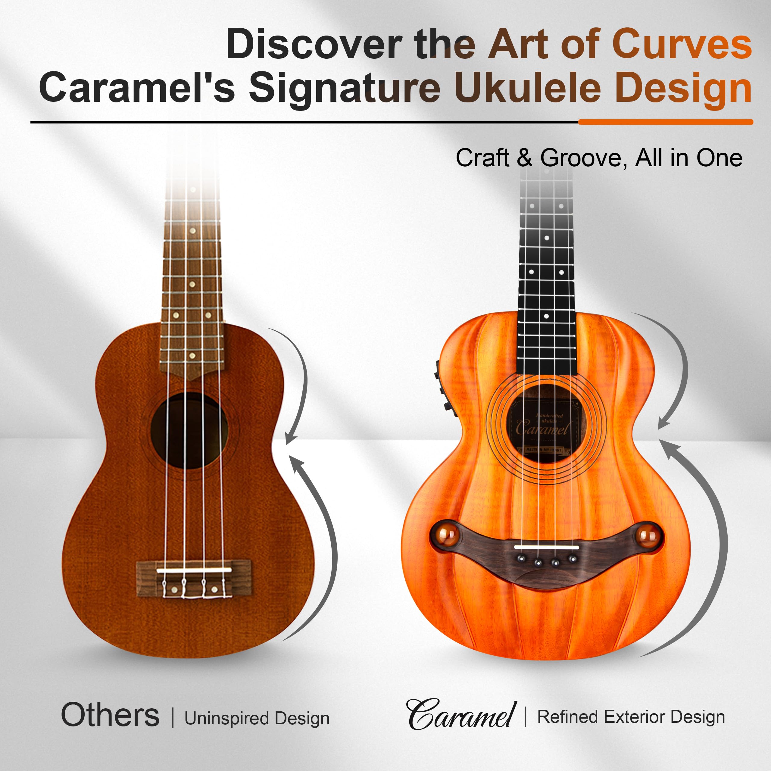 Caramel TEG95 Butterfly Bocote Glossy Tenor Acoustic & Electric Ukulele | 26-inch Handmade Professional Ukelele Kit with Accessories