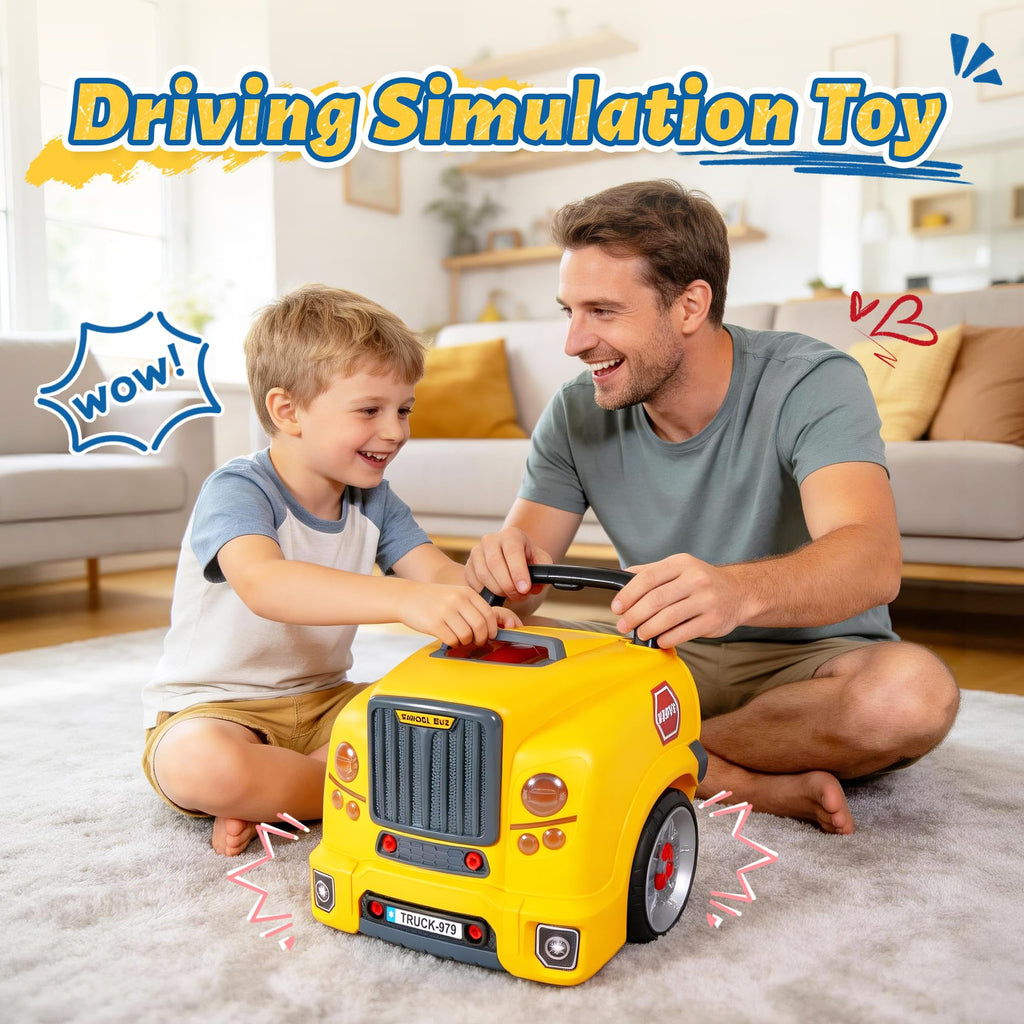POFJOEQ Interactive Truck Engine Toy with Removable Parts - Lights, Sounds, and Fun for Young Mechanics -Unleash Their Creativity and Motor Skills with This Truck Engine Toy (Bule)