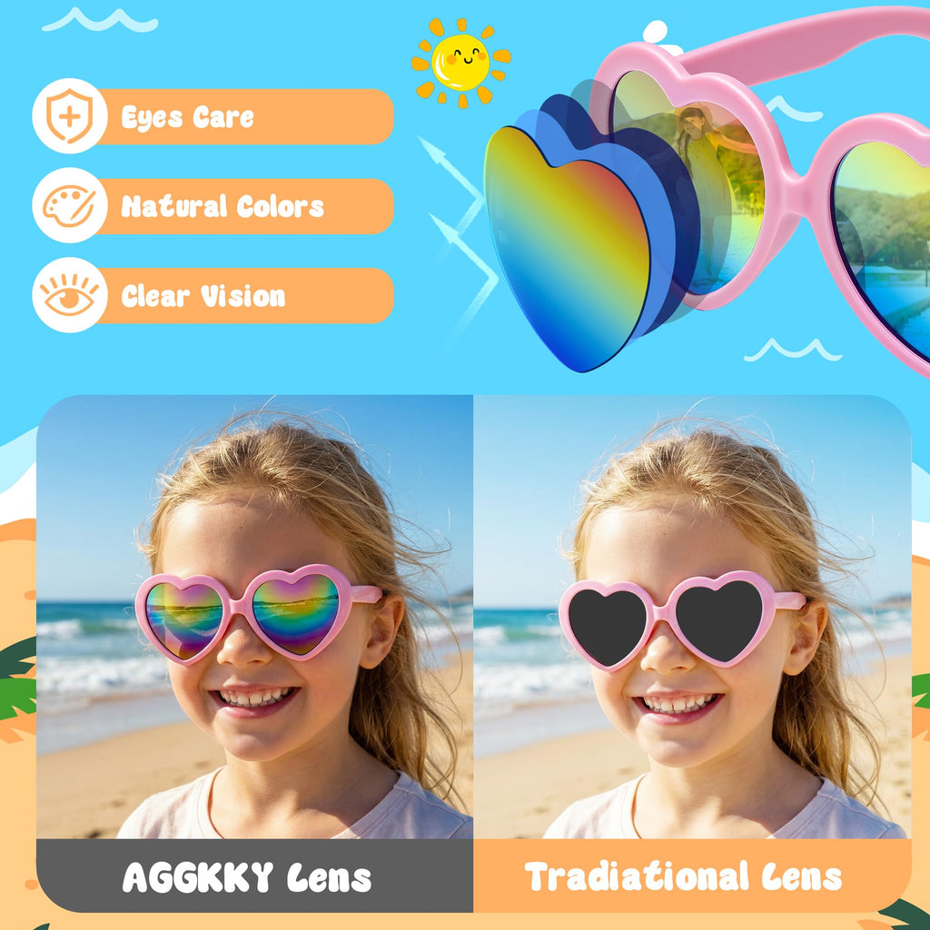 Kids Sunglasses Bulk, Kids Sunglasses Party Favors for Age 3-8, UV400 Protection Neon Kids Sunglasses Bulk for Boys Girls (12Pack-heart sunglasses)